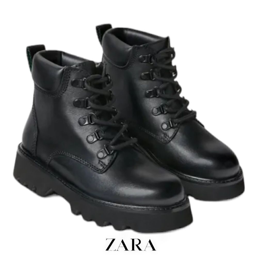 ZARA Kids | Black | LEATHER ANKLE BOOTS LIMITED EDITION